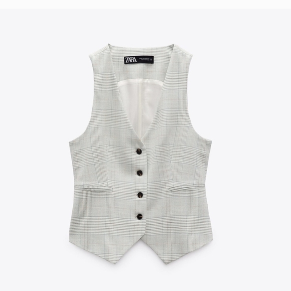Zara Tops - Zara Light Gray Checkered Vest
